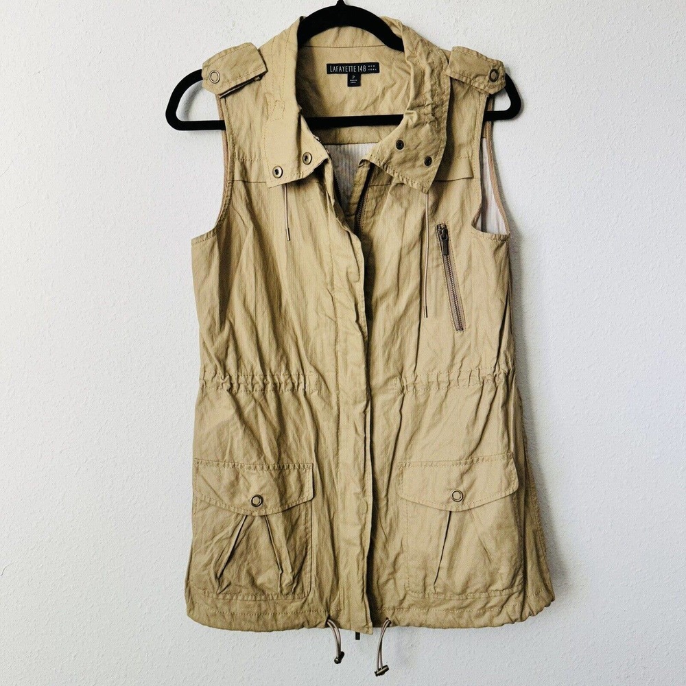 Lafayette 148 Tan Safari Cargo Multi Pocket Vest